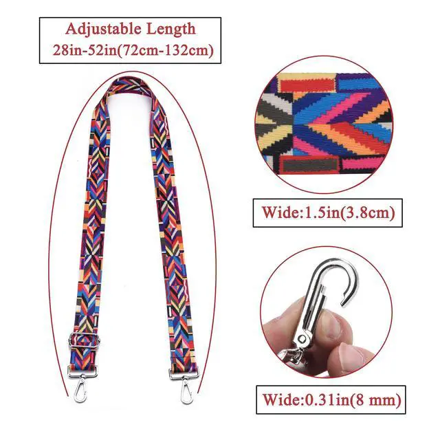 Alt view image 5 of 7 - Wide Purse Strap Adjustable Replacement Crossbody Bag Strap Silver Hardware Shoulder Straps for Canvas Tote Handbags