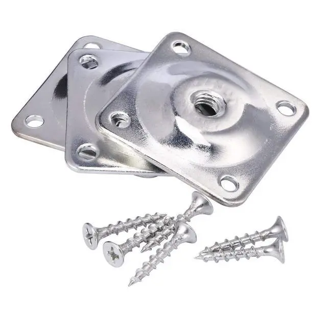Alt view image 2 of 7 - 4PCS Leg Mounting Plates with Screws for Sofa Couches Tables Furniture Legs Brackets Hardware Attachment Plates Brackets M8 T-Plates