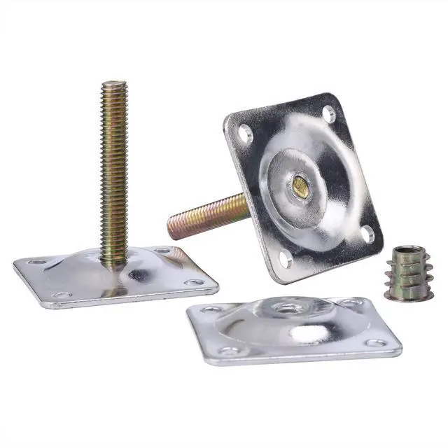 Alt view image 3 of 7 - 4PCS Leg Mounting Plates with Screws for Sofa Couches Tables Furniture Legs Brackets Hardware Attachment Plates Brackets M8 T-Plates