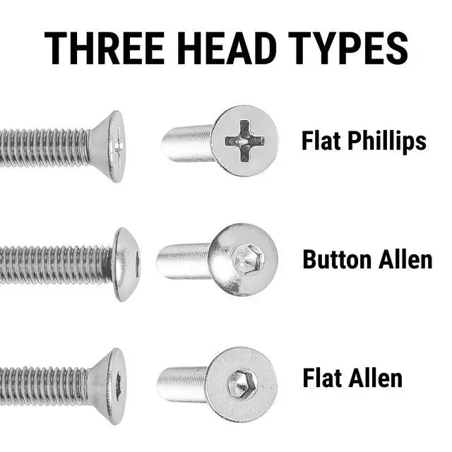 Alt view image 3 of 5 - Dragon Stainless Steel Skateboard Hardware Set (1.5", Button Allen)