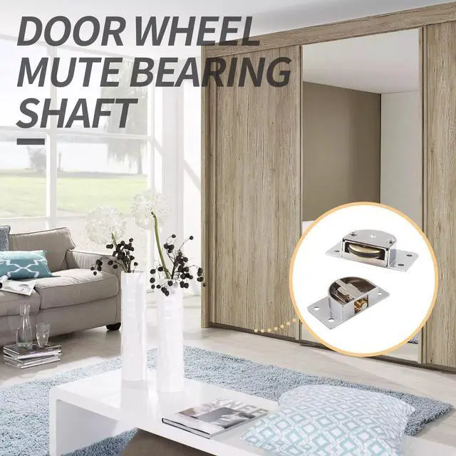 Alt view image 6 of 7 - Sliding Door Pulley, 2 Pairs, Silver | Zinc Alloy, For Cabinet Barn Door, Wardrobe Closet, Sliding Door Hardware Roller