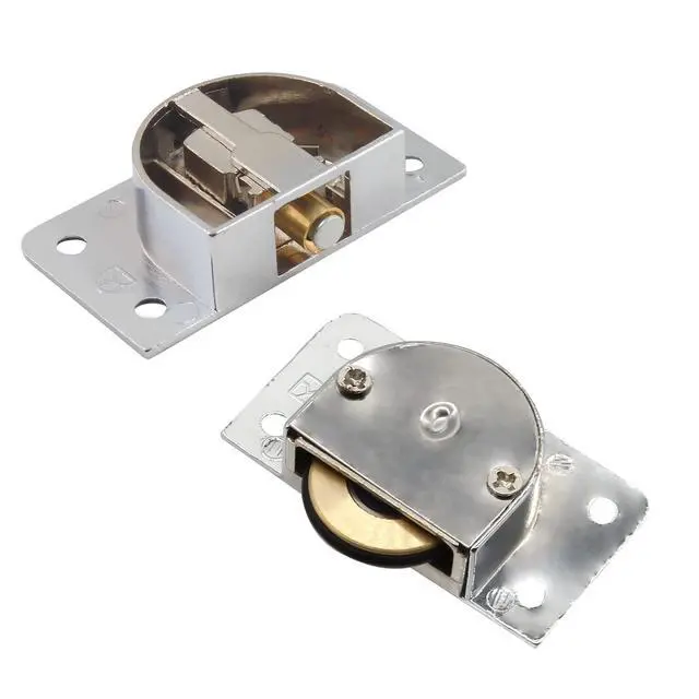 Alt view image 2 of 7 - Sliding Door Pulley, 2 Pairs, Silver | Zinc Alloy, For Cabinet Barn Door, Wardrobe Closet, Sliding Door Hardware Roller