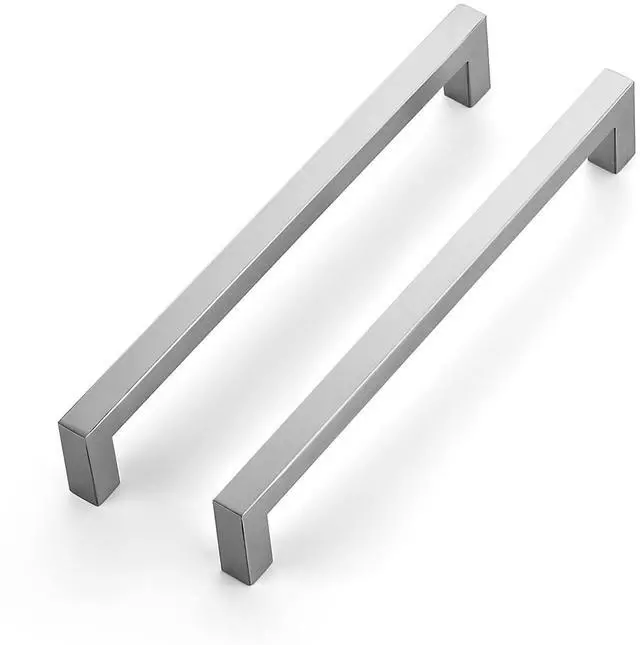 Main image of Brushed Nickel Cabinet Square Handles Drawer Pulls 8 Inch 1 Pack | Screws Included, Smooth Touch, Square Bar Grip, Stainless Steel, Easy Installation, For Cupboards, Drawers, Dressers, Cabinet