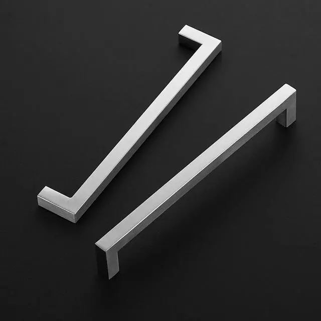 Alt view image 2 of 7 - Brushed Nickel Cabinet Square Handles Drawer Pulls 8 Inch 1 Pack | Screws Included, Smooth Touch, Square Bar Grip, Stainless Steel, Easy Installation, For Cupboards, Drawers, Dressers, Cabinet