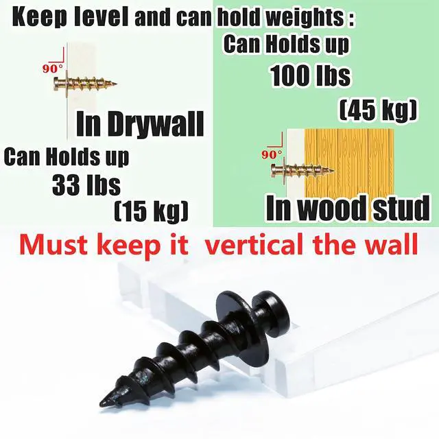 Alt view image 4 of 7 - Picture Hanger, Double-Headed Bear Claw Screw for Wall Frame Mirror Clock | Versatile Wall Hanging Hardware - Fits D-Rings, Wire, Sawtooth & Keyhole Mounts for Easy Art Display (Black, 0.8inch)