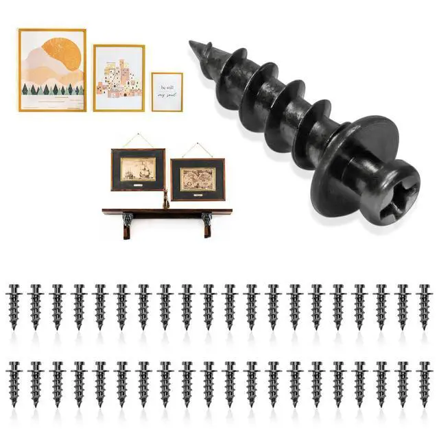 Alt view image 7 of 7 - Picture Hanger, Double-Headed Bear Claw Screw for Wall Frame Mirror Clock | Versatile Wall Hanging Hardware - Fits D-Rings, Wire, Sawtooth & Keyhole Mounts for Easy Art Display (Black, 0.8inch)