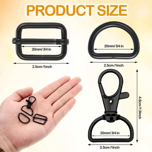 Alt view image 2 of 7 - 56 Pieces D Rings for Purse Bag Hardware Purse Hardware for Bag Making Buckles Craft (Black,25 mm)