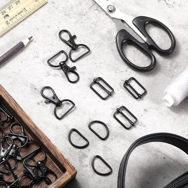 Alt view image 7 of 7 - 56 Pieces D Rings for Purse Bag Hardware Purse Hardware for Bag Making Buckles Craft (Black,25 mm)