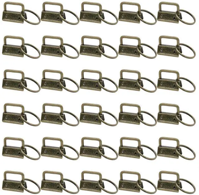 Main image of 30PCS 1 Inch Key Fob Hardware Kit, Durable Bronze Metal Keychain Clamps with Key Rings for DIY Wristlet Keychains, Lanyards, Bag Straps, Belts, Wallets and Ribbon Crafts (Bronze)