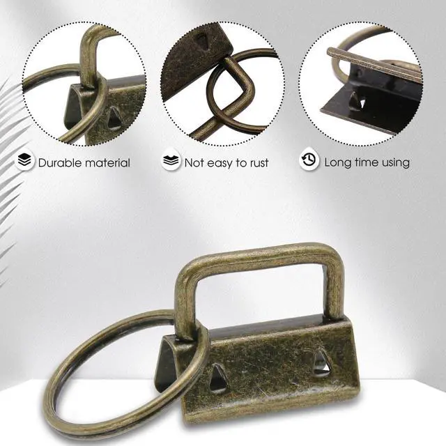 Alt view image 3 of 6 - 30PCS 1 Inch Key Fob Hardware Kit, Durable Bronze Metal Keychain Clamps with Key Rings for DIY Wristlet Keychains, Lanyards, Bag Straps, Belts, Wallets and Ribbon Crafts (Bronze)