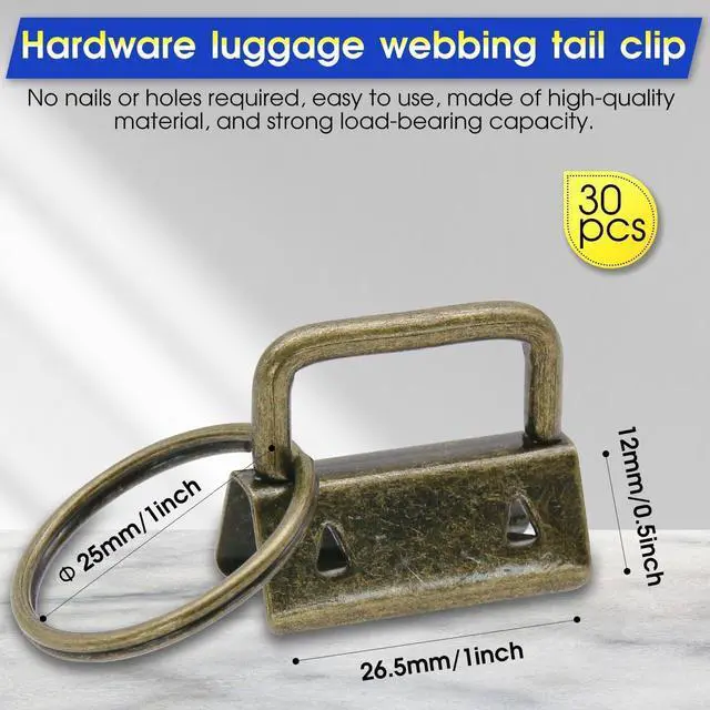 Alt view image 2 of 6 - 30PCS 1 Inch Key Fob Hardware Kit, Durable Bronze Metal Keychain Clamps with Key Rings for DIY Wristlet Keychains, Lanyards, Bag Straps, Belts, Wallets and Ribbon Crafts (Bronze)