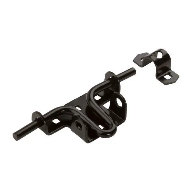 Alt view image 2 of 4 - Sliding Bolt Gate Latch, Steel, Heavy Duty, Black | Flush Mounts on In-Swing or Out-Swing Gates and Doors; Padlockable, Reversible, Hardware Included