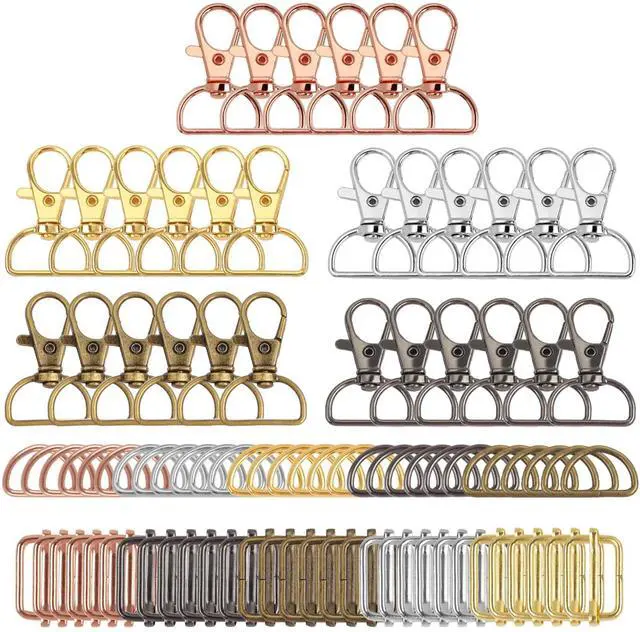 Main image of Metal Swivel Snaps Hooks, Keychain Bulk with Key Chain Swivel Hook D Rings and Slide Buckles for Key Lanyard Purse Bag Straps Dog Collars DIY Sewing Hardware(1 Inch)