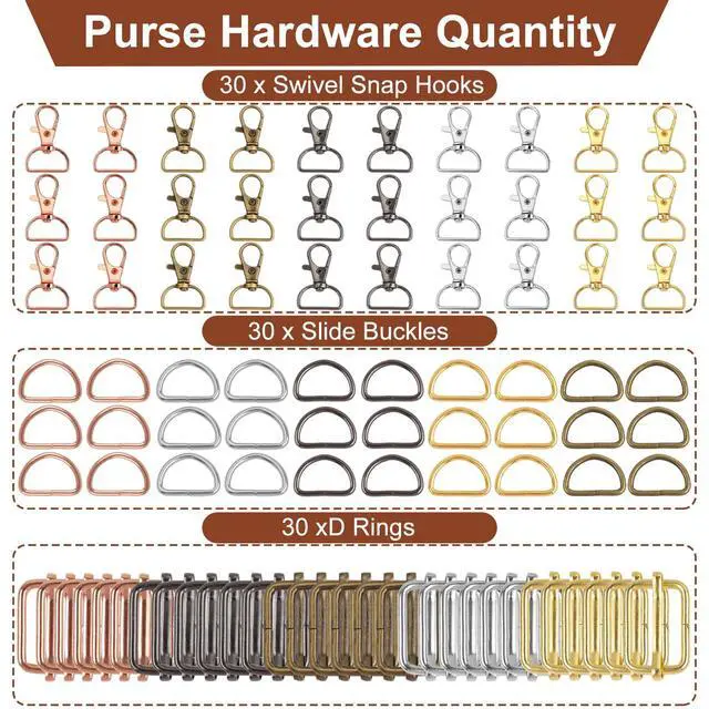 Alt view image 4 of 7 - Metal Swivel Snaps Hooks, Keychain Bulk with Key Chain Swivel Hook D Rings and Slide Buckles for Key Lanyard Purse Bag Straps Dog Collars DIY Sewing Hardware(1 Inch)