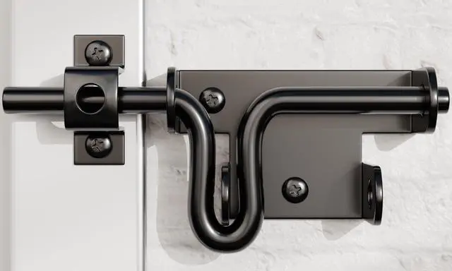 Main image of Slide Bolt Gate Latch for Wooden Fence Door Lock With Padlock Hole, Heavy Duty Sliding Lock, Black Barrel Bolt Latches Hardware for Wood Vinyl Fence Barn Shed