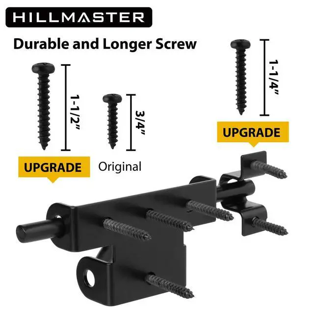 Alt view image 2 of 6 - Slide Bolt Gate Latch for Wooden Fence Door Lock With Padlock Hole, Heavy Duty Sliding Lock, Black Barrel Bolt Latches Hardware for Wood Vinyl Fence Barn Shed