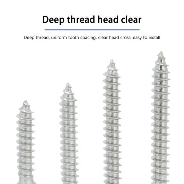 Alt view image 3 of 7 - #8 x 1-1/2" Wood Screw, Phillips Pan Round Head, 304 Stainless Steel, Self Tapping Sheet Metal Screws, M4 x 40mm, 50-Piece