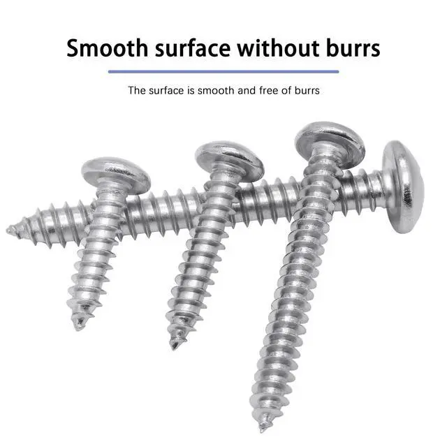 Alt view image 4 of 7 - #8 x 1-1/2" Wood Screw, Phillips Pan Round Head, 304 Stainless Steel, Self Tapping Sheet Metal Screws, M4 x 40mm, 50-Piece
