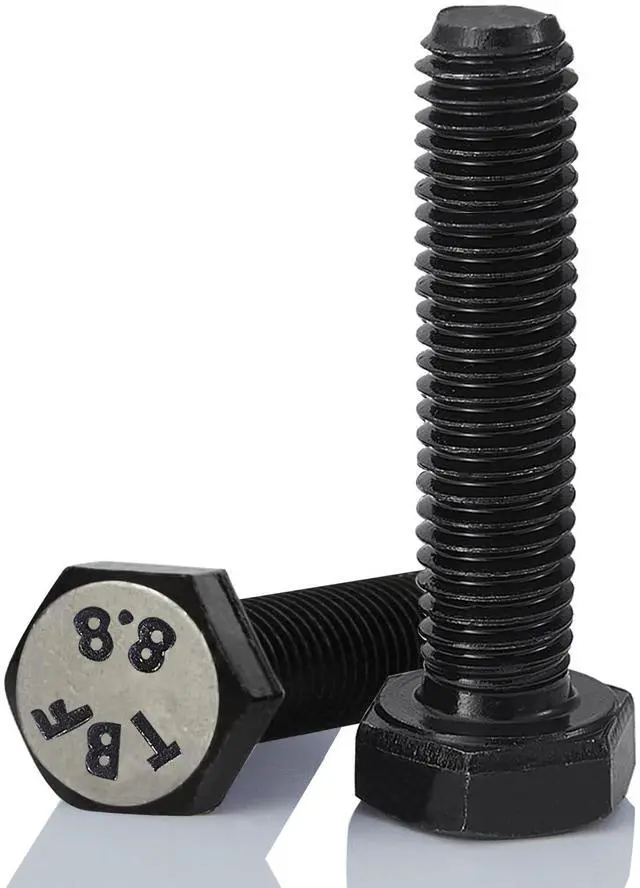 Main image of M12-1.75 x 130mm 3Pcs Hex Bolts, Hexagon Head Screw, 8.8 Grade Alloy Steel, Black Oxide Finish, Metric Full Machine Thread