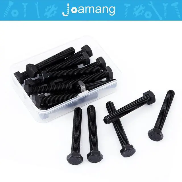 Alt view image 5 of 7 - M12-1.75 x 130mm 3Pcs Hex Bolts, Hexagon Head Screw, 8.8 Grade Alloy Steel, Black Oxide Finish, Metric Full Machine Thread