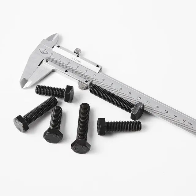 Alt view image 7 of 7 - M12-1.75 x 130mm 3Pcs Hex Bolts, Hexagon Head Screw, 8.8 Grade Alloy Steel, Black Oxide Finish, Metric Full Machine Thread