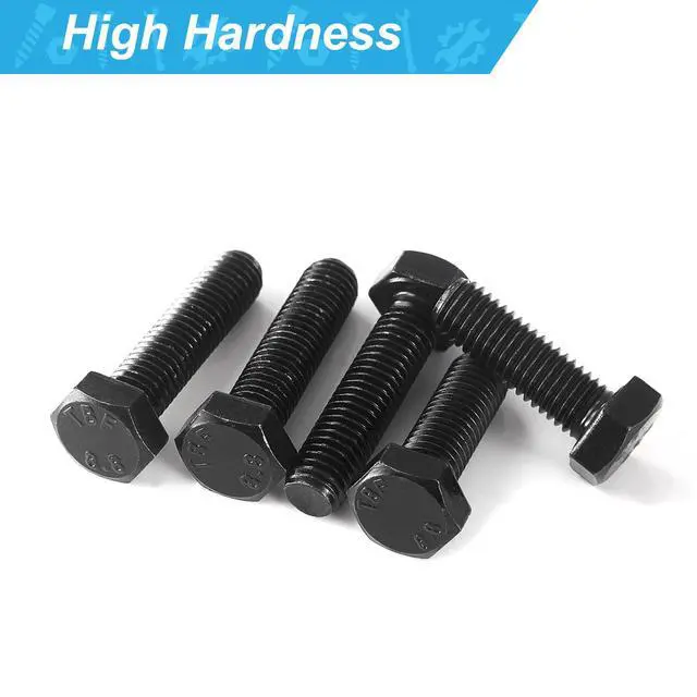 Alt view image 6 of 7 - M12-1.75 x 130mm 3Pcs Hex Bolts, Hexagon Head Screw, 8.8 Grade Alloy Steel, Black Oxide Finish, Metric Full Machine Thread