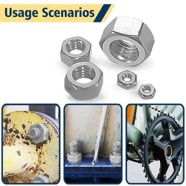 Alt view image 7 of 7 - SAE Hex Nut Assortment Kit,150Pcs Stainless Steel#4-1/2 Nut Set | 4#40 6#32 8#32 10#24 10#32 12#24 1/4-20 5/16-18 3/8-16 1/2-13 Hardware nut 304 SS hexagonal nuts set unc