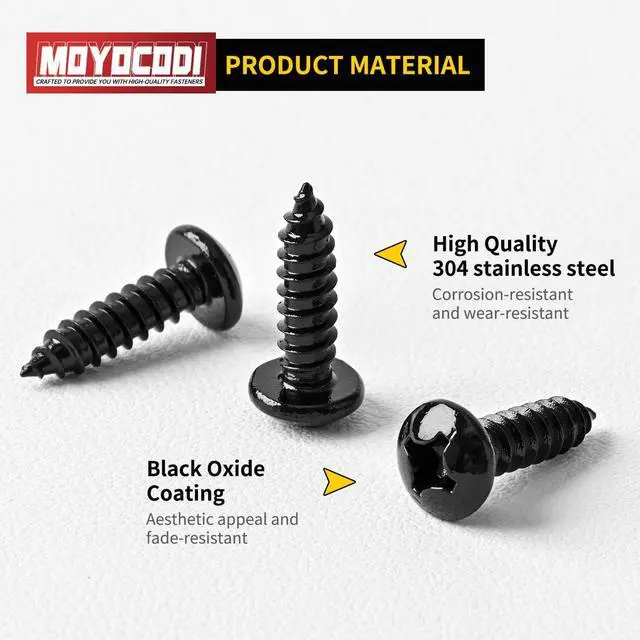 Alt view image 2 of 4 - #8 x 1 (100 Pack) Pan Head Sheet Metal Screws Phillips Drive Self-Tapping Wood Screws, Black Oxide 304 Stainless Steel Screw (18-8), Corrosion Resistant Screws