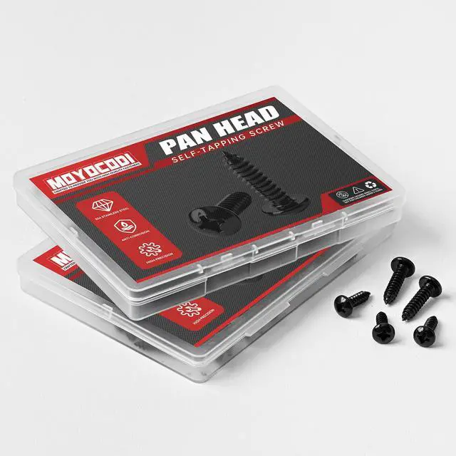 Alt view image 4 of 4 - #8 x 1 (100 Pack) Pan Head Sheet Metal Screws Phillips Drive Self-Tapping Wood Screws, Black Oxide 304 Stainless Steel Screw (18-8), Corrosion Resistant Screws