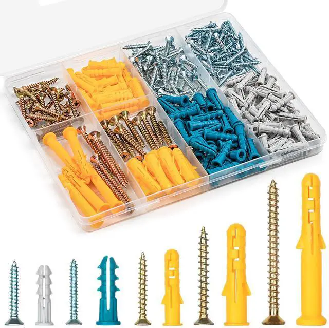 Main image of Drywall Anchors and Screws Assortment Kit, 270Pcs Dry Wall Anchors | 135 Plastic Wall Expansion Anchors and 135 Phillips Flat Head Wood Screws, Wall Hanging Kit for Picture/Art Decor
