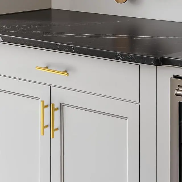 Alt view image 5 of 7 - Gold Cabinet Handles, Drawer Pulls, 3 Inch, 10 Pack | Stainless Steel Pulls, Smooth Bar Grip, Warm Kitchen Style, For Cabinets, Bathroom Vanities, Dressers