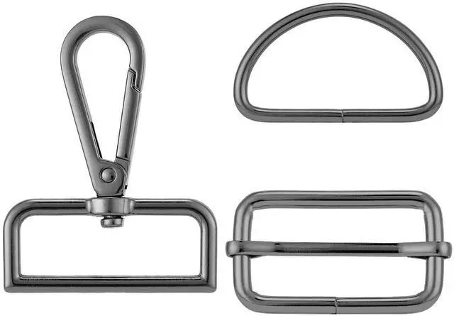 Main image of 15pcs Bag Hardware Swivel Snap Hooks,Tri-glide Slide Buckles,D Rings for Purse and Bag Making(Gunmetal,1 1/2 inch
