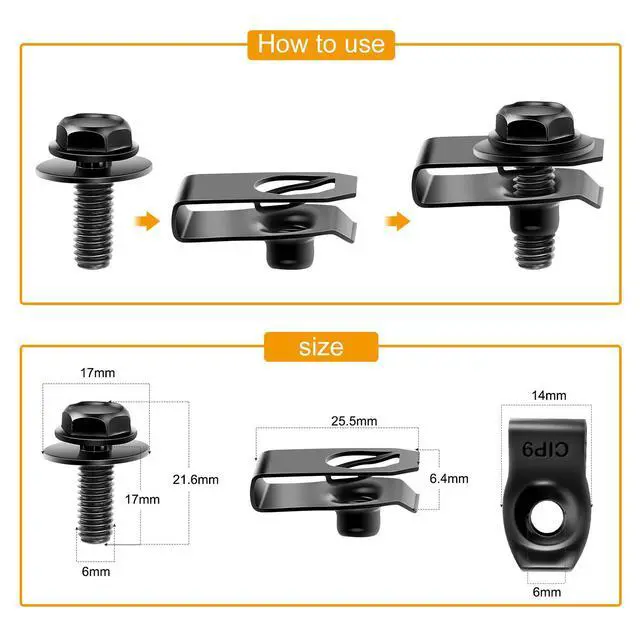 Alt view image 2 of 7 - GRC-70 35PCS Engine Under Cover Splash Shield Guard Body Bolts Bumper Fender Liner Push Retainer Fastener Rivet Clips , black