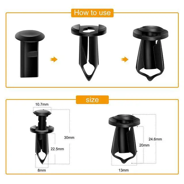 Alt view image 3 of 7 - GRC-70 35PCS Engine Under Cover Splash Shield Guard Body Bolts Bumper Fender Liner Push Retainer Fastener Rivet Clips , black