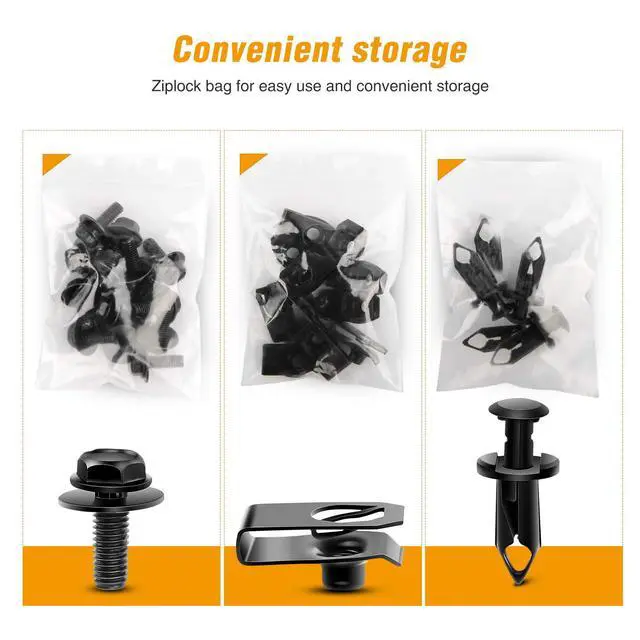 Alt view image 5 of 7 - GRC-70 35PCS Engine Under Cover Splash Shield Guard Body Bolts Bumper Fender Liner Push Retainer Fastener Rivet Clips , black