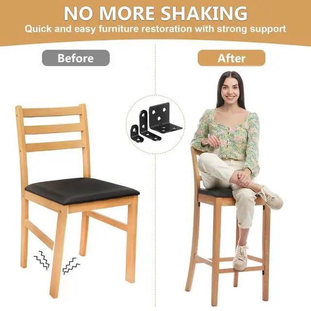 Alt view image 3 of 7 - 25Pcs L Brackets for Shelves, 3 Sizes Angle Corner Braces Metal L Bracket Heavy Duty for Wood, Sturdy and Rustproof for Repairing Furniture with 82Pcs Screws Mounting Bracket Easily Black