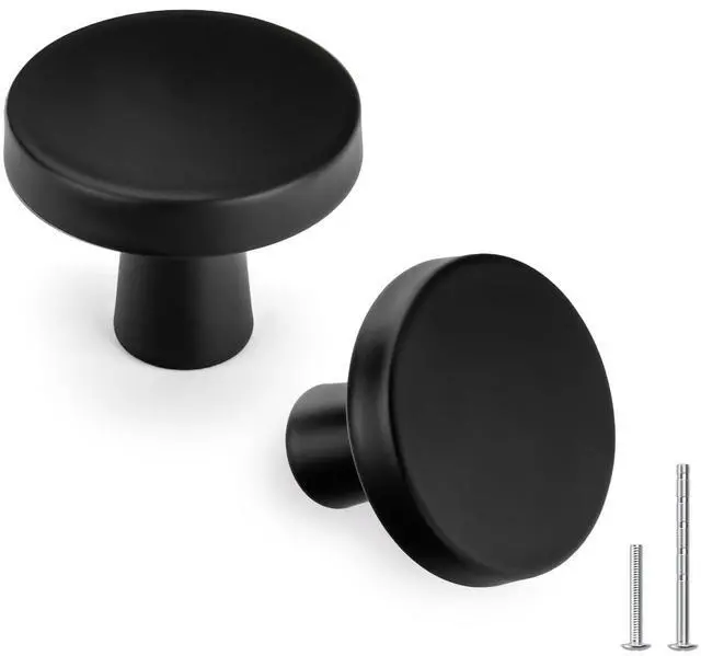 Main image of 5 Pack Matte Black Cabinet Knobs for Kitchen Dresser Drawers | Dresser Knobs, Zinc Alloy, Closet Knobs, Bathroom Cabinet Knobs, Easy Installation, Screws Included
