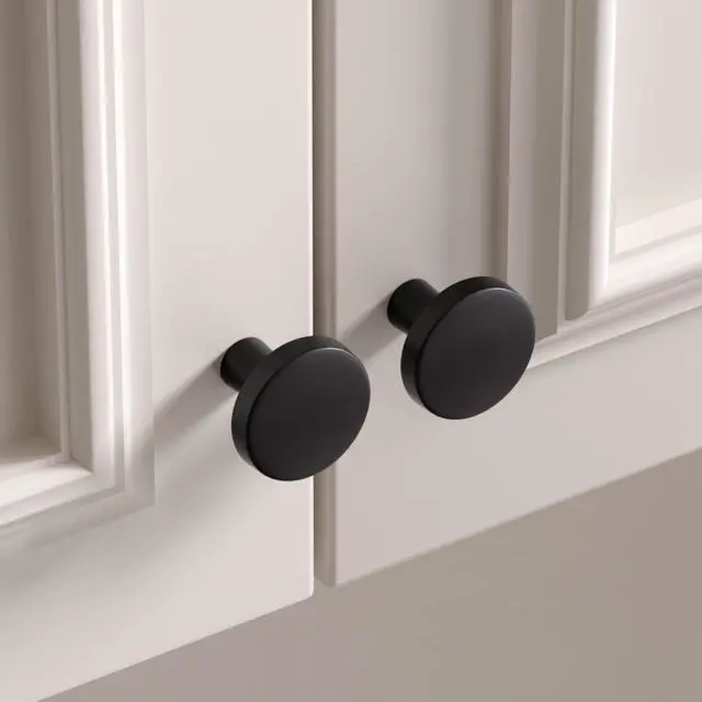 Alt view image 5 of 7 - 5 Pack Matte Black Cabinet Knobs for Kitchen Dresser Drawers | Dresser Knobs, Zinc Alloy, Closet Knobs, Bathroom Cabinet Knobs, Easy Installation, Screws Included