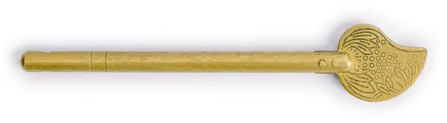 Main image of HP Bird Tail Brass Key Pins, 2-Pack, 4.3 in | Set of 2 solid brass replacement keys with bird-tail bow, 4.37 x 0.83 x 0.2 in; for Chinese cabinet faceplates.