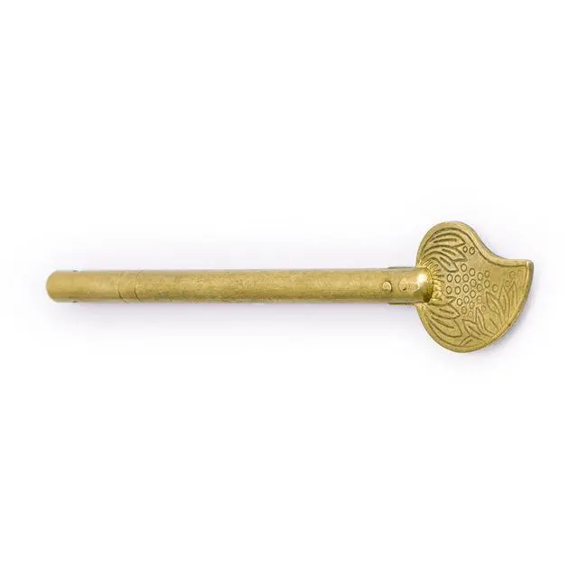 Alt view image 2 of 7 - HP Bird Tail Brass Key Pins, 2-Pack, 4.3 in | Set of 2 solid brass replacement keys with bird-tail bow, 4.37 x 0.83 x 0.2 in; for Chinese cabinet faceplates.