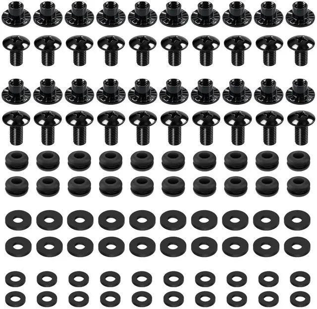 Main image of Holster Hardware,Screws for Knife Sheaths,Anti-Slip Teeth,1/4 Inch,20 Sets | Anti-Slip Teeth.Comes with 20*Phillips Truss Heads, 20*Open Slotted Post Fasteners,60*Rubber Washers/Spacers