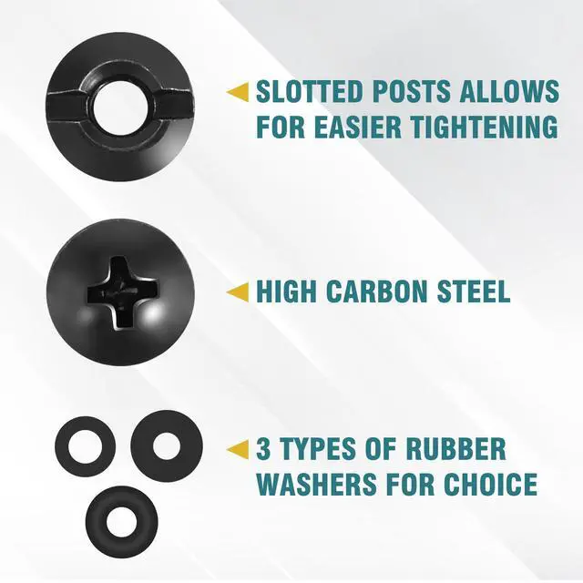 Alt view image 2 of 7 - Holster Hardware,Screws for Knife Sheaths,Anti-Slip Teeth,1/4 Inch,20 Sets | Anti-Slip Teeth.Comes with 20*Phillips Truss Heads, 20*Open Slotted Post Fasteners,60*Rubber Washers/Spacers