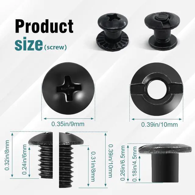 Alt view image 3 of 7 - Holster Hardware,Screws for Knife Sheaths,Anti-Slip Teeth,1/4 Inch,20 Sets | Anti-Slip Teeth.Comes with 20*Phillips Truss Heads, 20*Open Slotted Post Fasteners,60*Rubber Washers/Spacers