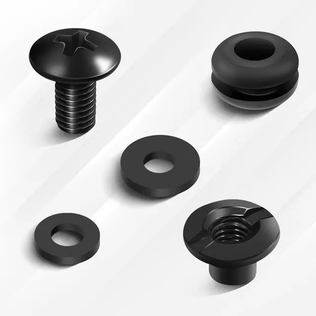 Alt view image 6 of 7 - Holster Hardware,Screws for Knife Sheaths,Anti-Slip Teeth,1/4 Inch,20 Sets | Anti-Slip Teeth.Comes with 20*Phillips Truss Heads, 20*Open Slotted Post Fasteners,60*Rubber Washers/Spacers