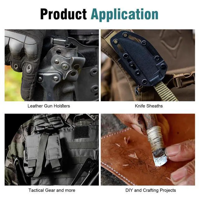 Alt view image 7 of 7 - Holster Hardware,Screws for Knife Sheaths,Anti-Slip Teeth,1/4 Inch,20 Sets | Anti-Slip Teeth.Comes with 20*Phillips Truss Heads, 20*Open Slotted Post Fasteners,60*Rubber Washers/Spacers