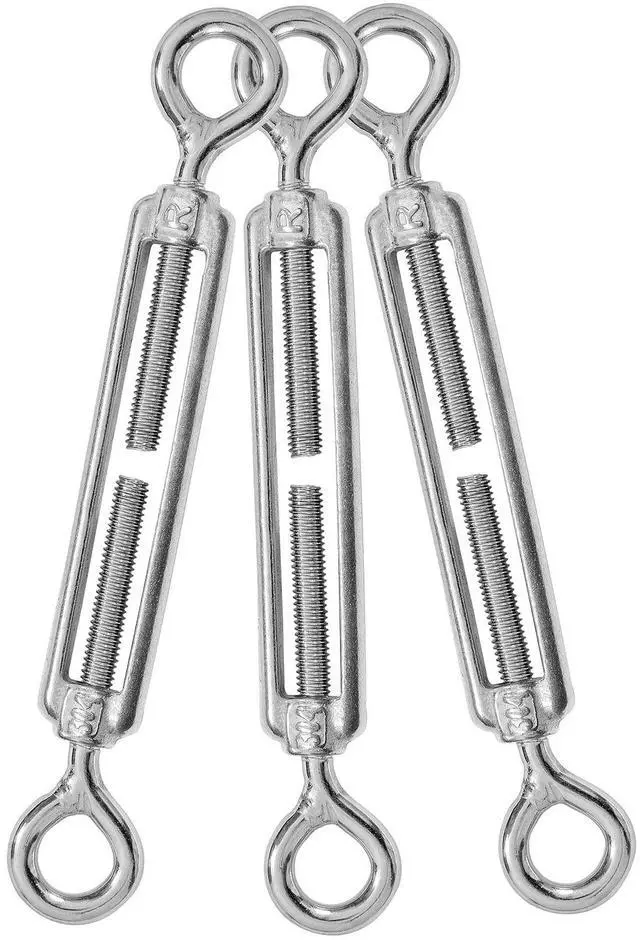 Main image of Jamiikury 3PCS M5 Eye & Eye Turnbuckle 304 Stainless Steel Turnbuckle Wire Rope Tension Heavy Duty Turnbuckles for Cable Railing Wire Rope Hardware Kit (M5, Eye & Eye)