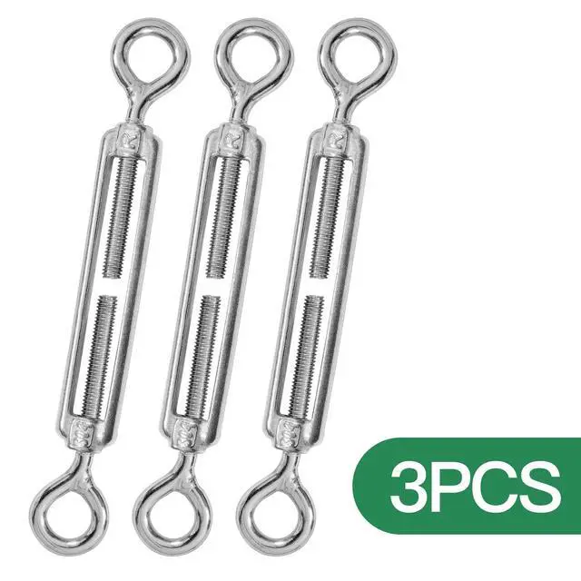 Alt view image 4 of 7 - Jamiikury 3PCS M5 Eye & Eye Turnbuckle 304 Stainless Steel Turnbuckle Wire Rope Tension Heavy Duty Turnbuckles for Cable Railing Wire Rope Hardware Kit (M5, Eye & Eye)