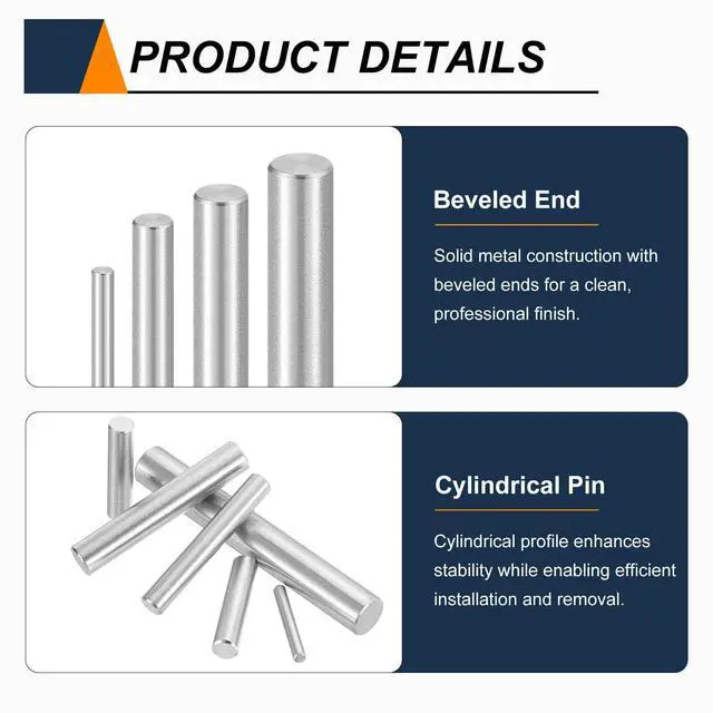 Alt view image 5 of 7 - 50pcs Dowel Pins M2(2mm) x 30mm 304 Stainless Steel Cylindrical Shelf Support Peg Pin Rod Fasten Elements for Metal Devices Wood Furniture DIY Installation, Silver