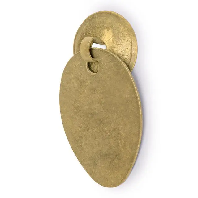 Alt view image 2 of 7 - HP Golden Egg Brass Drawer Pulls, 2-Pack, 3.1 in | Egg-shaped solid brass pulls with beveled edges symbolize spring and rebirth; set of 2 with floral washers and joining pins