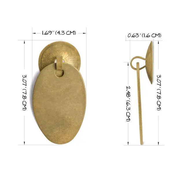 Alt view image 3 of 7 - HP Golden Egg Brass Drawer Pulls, 2-Pack, 3.1 in | Egg-shaped solid brass pulls with beveled edges symbolize spring and rebirth; set of 2 with floral washers and joining pins